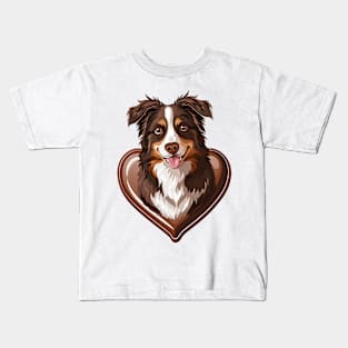 Valentine Australian Shepherd Shaped Chocolate Kids T-Shirt